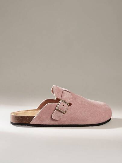 Solecia New Women Flat Slip-On Mule Shoes, Pink Suede Casual Loafers, Fashionable & Comfortable For Christmas