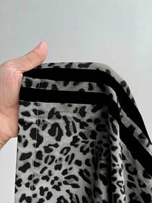 Maweii 大码女式豹纹撞色饰边腰带蝴蝶结直筒休闲裤，时尚设计，百搭，2025 年新品 - 彩色 - 查看 7