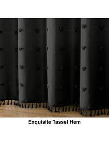 1 件黑色天鹅绒球流苏浴帘，简约 3D 镂空设计防水涤纶浴室窗帘，含挂钩家居浴室装饰秋季装饰浴室配件返校
