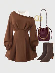 Vestito midi asimmetrico da ragazza adolescente con camisole a costine e patchwork, adatto per occasioni casual come uso quotidiano, uscite, pendolarismo, feste, misura per ragazze adolescenti di 13-16 anni