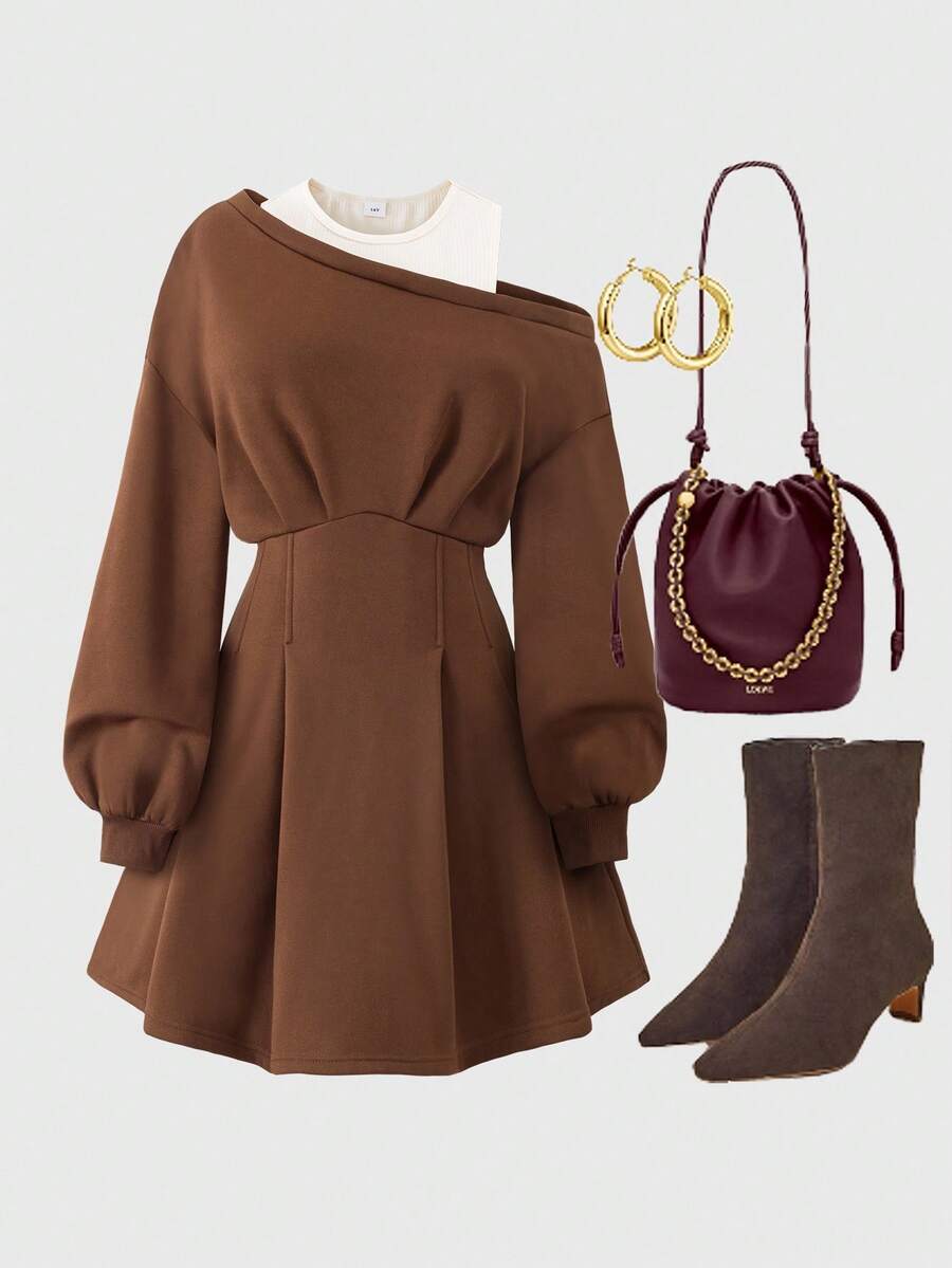 Vestito midi asimmetrico da ragazza adolescente con camisole a costine e patchwork, adatto per occasioni casual come uso quotidiano, uscite, pendolarismo, feste, misura per ragazze adolescenti di 13-16 anni