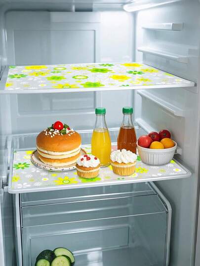 1 pieza/4 piezas/8 piezas Alfombrilla de refrigerador de 45*29cm recortable de PEVA, forro rectangular impermeable para refrigerador, almohadilla a prueba de humedad, estante lavable y forro de cajón, individual para el hogar, deshumidificador para el hogar