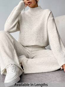 SHEIN Tall CURVE Damski sweter w dużym rozmiarze z solidnym kołnierzem stójkowym, minimalistyczny i swobodny, odpowiedni do noszenia na co dzień