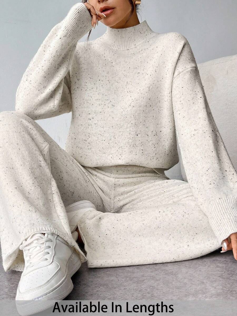 SHEIN Tall CURVE Damski sweter w dużym rozmiarze z solidnym kołnierzem stójkowym, minimalistyczny i swobodny, odpowiedni do noszenia na co dzień