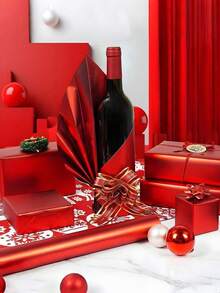 Geschenkpapierrollen - Matter metallroter Geschenkpapier, einfarbiges Papier perfekt für Feierlichkeiten an Feiertagen, Winterhochzeiten, Muttertag, Geburtstage, DIY Sträuße, Neujahr, Geschenkverpackung - Rot - Übersicht 3
