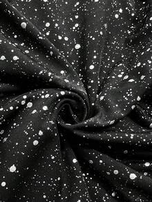 Gownix 女式黑色闪光亮片宽松圆领短袖结下摆T恤派对，新年前夜派对闪光上衣，夏季假日上衣新年女装新年上衣派对上衣