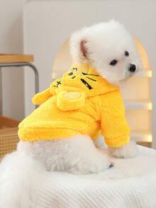 PETSIN 1件套宠物服装秋冬加厚保暖连帽衫猫狗通用服装可爱小老虎变身连帽衫 - 黃色老虎 - 查看 9
