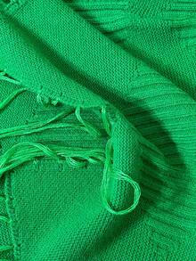 BamGleam Short Fitted Fringed Knit Skirt, Autumn/Winter - Green - View 8