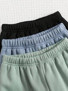 SHEIN 6件套男童休闲舒适百搭可爱圆领卫衣和运动裤套装，加厚保暖内衬运动服，返校季服装 - 彩色 - 查看 4