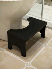 竹制马桶凳 - 浴室蹲姿辅助器，符合人体工程学的马桶增高脚凳，耐用的竹木结构 - 黑色 - 查看 3