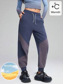 Innovista Pantalon de survêtement doux et moelleux en polaire, coupe-couleur, taille basse, pour le sport, le yoga, l'entraînement HIIT, le bureau et la salle de sport. Leggings stretch haute fonctionnalité, résistants à l'étirement, avec poches, pour l'exercice en extérieur, protection UV, anti-transpiration. Tenues d'automne pour femmes, bleu clair - Bleu azur - Voir 3
