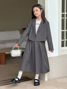 DAZY 少女秋季商务装 - 灰色 - 查看 3