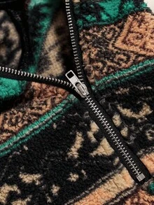 Boho Mama 秋冬款秋冬女装孕妇几何图案拉链偏门襟长袖运动衫