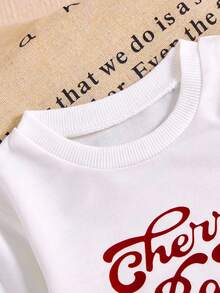 SHEIN 2pcs Girls Autumn/Winter Sweet Cherry Leopard Print Set, Cherry Print Long Sleeve Top + Leopard Flare Pants With Bow - Multicolor - View 7