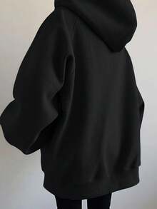 INAWLY 大码女式宽松休闲连帽拉链开衫