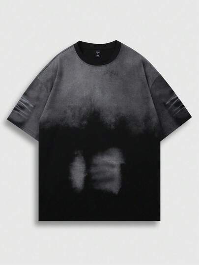 Casual Camiseta de manga corta con cuello redondo y lavado vintage para hombre, moda callejera, regalo para novio