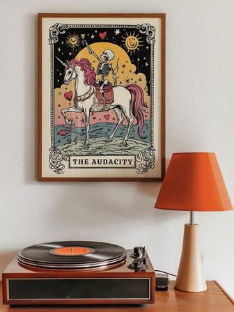 1Pc Tarot Wall Art Crystal Skull Minimalist Poster With Witchcore Symbols, Gothic Women Power Decor For Dark Academia Dorm, Bold Goddess Gift & Witchy Wall Decor (Gothic Prints)