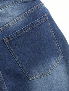 Chillumni Men's Contrast Color Pocket Casual Versatile Denim Shorts - Dark Wash - View 6