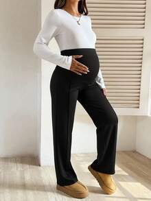 SHEIN Fall Clothes,Autumn Clothes,Maternity Autumn/Winter Clothes Maternity Casual Solid Color Fleece Pants, Suitable For Autumn/Winter Pregnancy Clothing Black Maternity Pants Maternity Pants Black Dress Pants Women Pregnancy Pants Women Maternity Pants Tall Women Pants