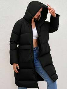 EURMUSE Abrigo acolchado con cremallera con capucha