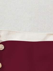 SHEIN Franclia High-End Elegant Button Design Culottes For Women - Burgundy - View 4