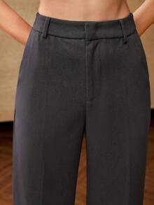 MOTF PREMIUM 秋冬压褶卷边直筒裤 - 深灰色 - 查看 6