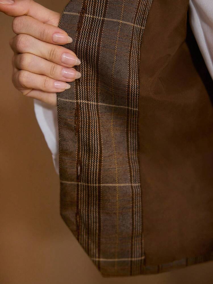 Karierter Einreiher Westen Jacke