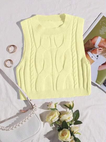 Franclia Women's Casual Versatile Knitted Vest With Cable Pattern, Suitable For Autumn/Winter