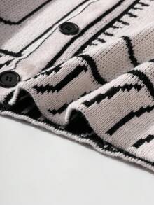 Chillumni 男士休闲字母图案前扣开衫，秋冬 - 杏色 - 查看 6