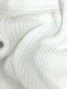 Franclia 新款优雅温柔知性高领收腰厚针织毛衣连衣裙女秋冬 - 白色 - 查看 5