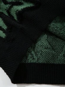 ROMWE MEN Street Life Men's Casual Star Pattern Sweater, Autumn/Winter, Grunge Style