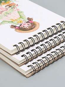 1pc A6 30Sheet Cartoon Sketchbook Spiral Notebook Thick Paper Drawing Doodle Journal For Students Teens Adults Office School Art Class Creative Writing Travel Diary Gift Idea Kawaii Cute Aesthetic Stationery - Multicolor - View 6