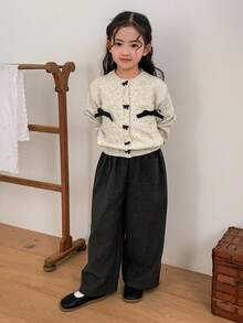 DAZY 女童圆领开衫 - 杏色 - 查看 2