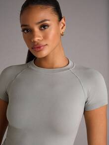 SHEIN BAE 弧形下摆工字背宽松骑行背心轻便夏季速干吸湿排汗健身背心 - 淺灰色 - 查看 3