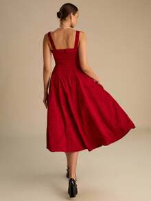 Enchnt Elegantes Partykleid mit einfarbigem Taillenmieder - Bordeaux - Übersicht 7