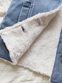 Vintaside Kids Baby Girls' Denim Jacket, Thick Thermal Lining, Soft & Comfortable Fabric, Fashion All-Match Casual Outerwear, Suitable For Spring, Autumn, Winter, Countryside Style - Blue - View 6