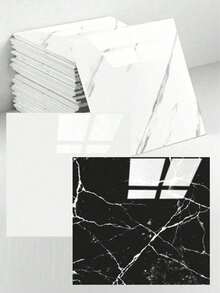 12 块自粘乙烯基地板砖，防水即剥即贴浴室、厨房、卧室、客厅装饰（白色大理石），PVC 浴室、厨房、客厅淋浴瓷砖，翻新贴纸，可剥离墙板，壁纸，家居浴室装饰浴室地毯地毯秋季装饰浴室配件