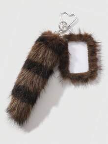 ROMWE Grunge Punk 1 pieza Llavero con colgante de cola de animal de piel sintética a rayas marrón con estilo retro Y2K elegante y de alta gama, adecuado para uso diario de mujeres/niñas, regalo para vacaciones - Marrón-7 - Ver 3