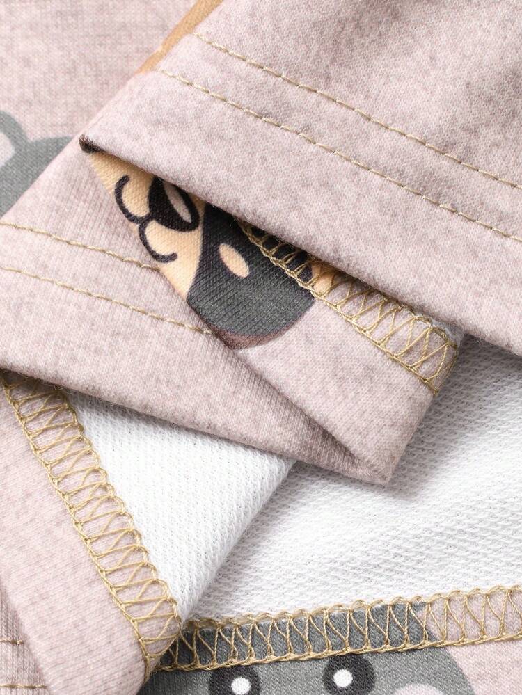 Dazy Plus Cartoon Print Pattern Loose Straight Casual Pajama Bottoms, Plus Size Cute Sleepwear, Winter
