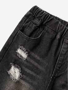 Quần jeans ống đứng dáng rộng thoải mái cho bé trai phong cách thập niên 90 Y2K - màu đen - Xem 3