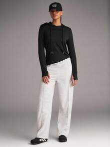 SHEIN BAE 抽绳连帽运动卫衣 秋季卫衣 - 黑色 - 查看 7