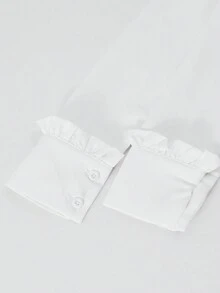 SHEIN Explorewe Casuvi 儿童女童秋季连衣裙，拼接二合一格子衬衫领连衣裙，带荷叶边袖口，适合春秋季休闲、返校、度假 - 彩色 - 查看 3