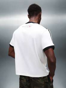 PLAYBOY X SUMWON Áo thun Cotton Racing Club Ringer dáng ôm vừa vặn họa tiết cờ ca rô cổ điển viền tương phản in họa tiết cổ điển logo cổ điển cổ điển cổ tròn - trắng - Xem 2