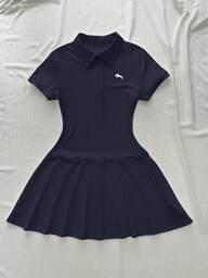 Vibekara Plus Size Solid Color Minimalist Sporty Casual Dress Sport Dress Tennis Dress Navy Dress Polo Dress Short Sleeve Dress