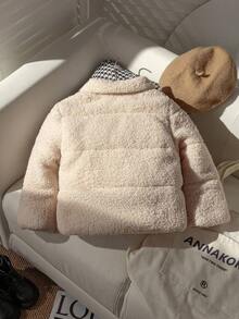 女童时尚休闲泰迪羊羔拉链短外套 - 杏色 - 查看 2