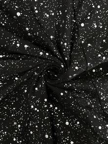 SHEIN CURVE+ 加大码女式 V 领扭纹银色面料闪亮长袖褶皱优雅 T 恤，适合秋季、冬季、派对、郊游、圣诞节和新年服装， - 黑色 - 查看 9