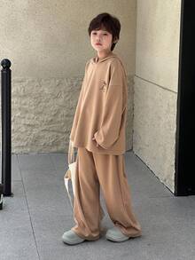 DAZY Tween Boy Coconut Tree Print Hoodie And Pants Pajama Set - Army Green - View 3