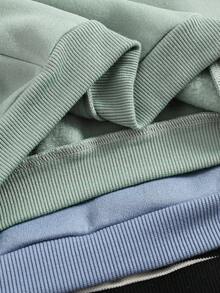 SHEIN 6件套男童休闲舒适百搭可爱圆领卫衣和运动裤套装，加厚保暖内衬运动服，返校季服装 - 彩色 - 查看 7