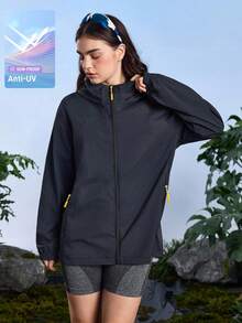 In My Nature Women's Solid Color Long Sleeve Zip-Up Hooded Sun Protection Jacket Hiking Women Clothes