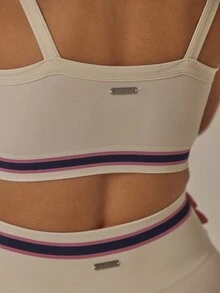 Aralina Leisurewear Contrast Tipping Detail Cropped Top And Legging Active Gym Workout Two Pieces Women Set - Apricot - View 4